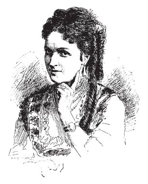 Düşes poz, vintage çizgi çizme veya illüstrasyon oyma