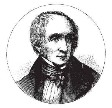 William Wordsworth, 1770-1850, he was a major English Romantic poet, vintage line drawing or engraving illustration clipart