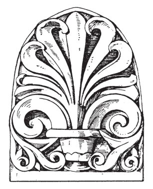 Roma Antefix Tapınağı, kiremitlerinden, İtalya, Jüpiter, stator, vintage çizgi çizme veya oyma resimde bulunan.