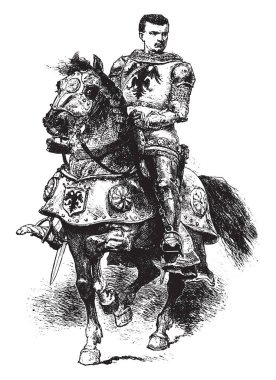 Bertrand, 1320-1380, o Breton knight ve Fransız askeri komutan ve Fransa 1380, onun fabian strateji, vintage çizgi çizme veya oyma illüstrasyon için ünlü için memur 1370 üzerinden yapıldı.