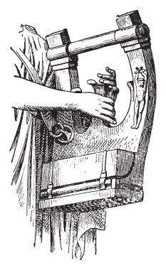 Apollon'un lir, vintage illüstrasyon kazınmış. Antik antika ailesinin 1881 özel hayatı