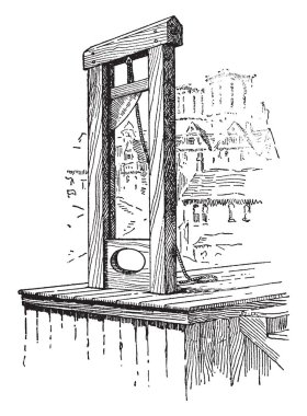 Eski günlerin, vintage çizgi çizme veya oyma illüstrasyon boğaz bite için ceza vermek için kullanılan bir araçtır.