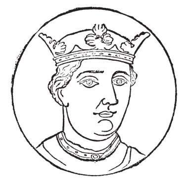 Henry II, 1133-1189, o İngiltere'den 1154 için 1189, Normandiya Dükü ve Aquitaine ve Lord of Ireland, vintage çizgi çizme veya oyma illüstrasyon kral oldu