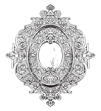 Modern kayış çalışma kenarlık ve kenar boşluğu bir RIM, deldi çalışma ile dekore edilmiştir ve daha zengin iş, vintage çizgi çizme veya oyma illüstrasyon özetlenen.