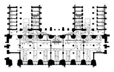 Paris, vintage oyulmuş illüstrasyon polis ili Haritası Kasası. Endüstriyel ansiklopedi E.-O. Lami - 1875.