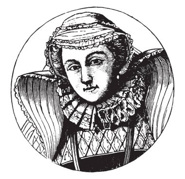 Mary Stuart, 1542-1587, o 1567 için 1542 gelen İskoçya'nın Kraliçe, vintage çizgi çizme veya oyma illüstrasyon yapıldı.