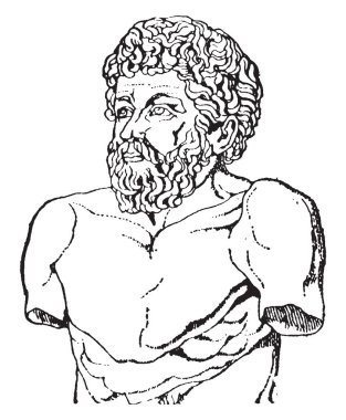 Aesop, he was Greek writer of fables, vintage line drawing or engraving illustration clipart