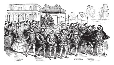 Kraliçe Elizabeth Commonwealth ve onun katılım, vintage çizgi çizme veya oyma illüstrasyon beri bağımsız hale gelmiştir 12 ülkesinin kraliçesi başkanıdır.