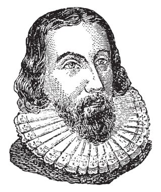 John Winthrop, 1587-1649, o bir İngilizce Püriten avukat ve Massachusetts bay koloni, vintage çizgi çizme veya oyma illüstrasyon üçüncü Valisi oldu