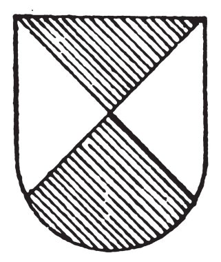 Sıradan Saltire dikey ve argent renkleri, vintage çizgi çizme veya oyma illüstrasyon olduğunu.