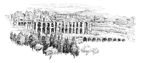 Aventinus Legősibb Részein Város Circus Maximus Lenézve Egyik Oldalán Vintage — Stock Vector