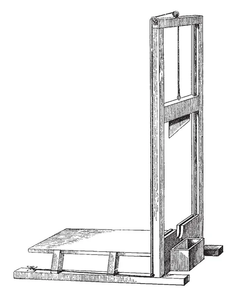 Instrument Prisoner Head Used Cutting Punishment Vintage Line Drawing Engraving — стоковый вектор
