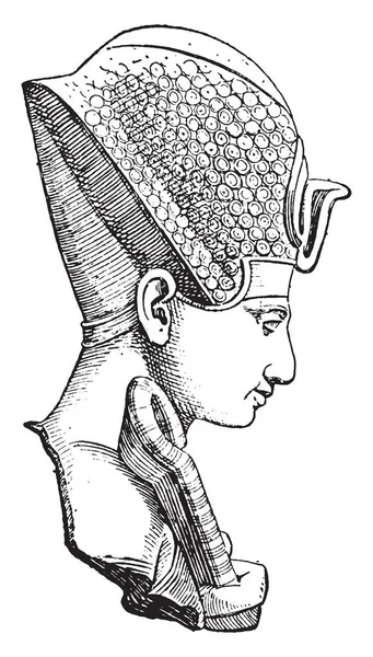 Ramses Profile Pharaoh Nineteenth Dynasty Egypt Vintage Line Drawing Engraving — Stock Vector