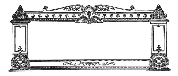 Украшенный Баннер Имеет Красивую Границу Столба Рисунок Винтажной Линии Гравировка — стоковый вектор