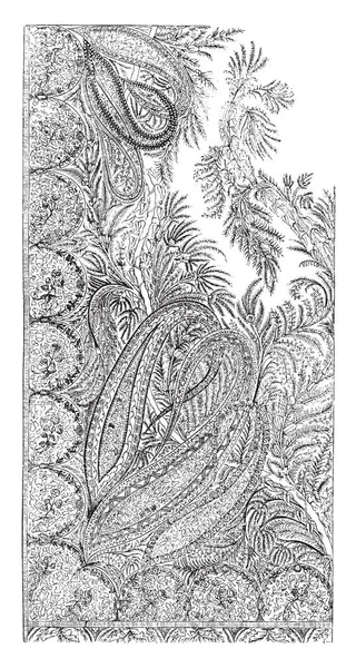 Шаль Долго Длину Paisley Обозначает Ткань Искусство Винтажные Линии Рисунок — стоковый вектор
