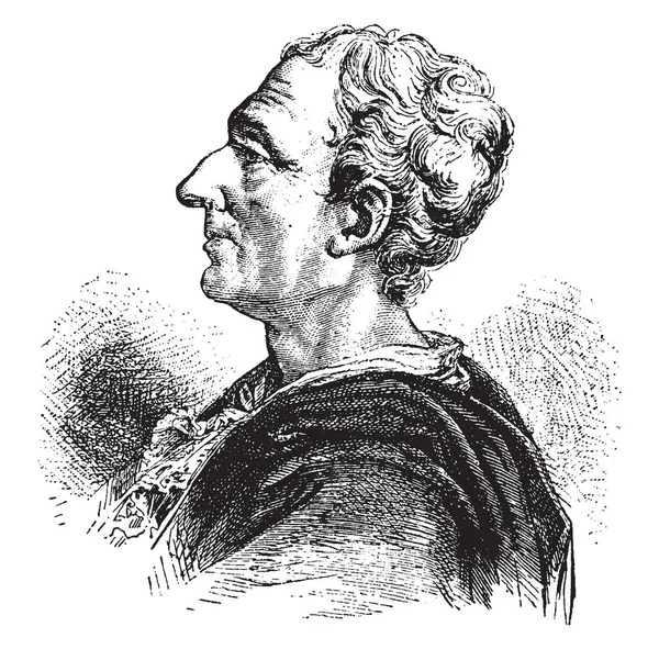 Montesquieu 1689 1755 Avocat Philosophe Politique Français Dessin Trait Vintage — Image vectorielle