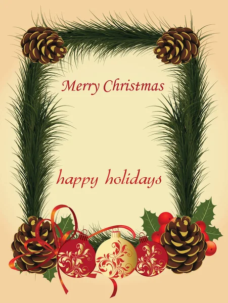 Cartão Natal Vintage Com Ornamentado Elegante Retro Design Floral Abstrato — Vetor de Stock