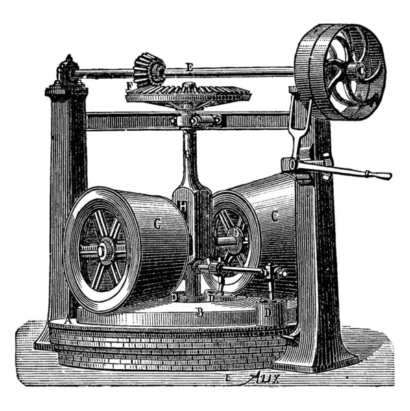 Massa Máquina Andar Ilustração Gravada Vintage Enciclopédia Industrial Lami 1875 — Vetor de Stock