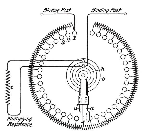 Rheostat Resistor Variável Que Usado Para Controlar Corrente Desenho Linha — Vetor de Stock