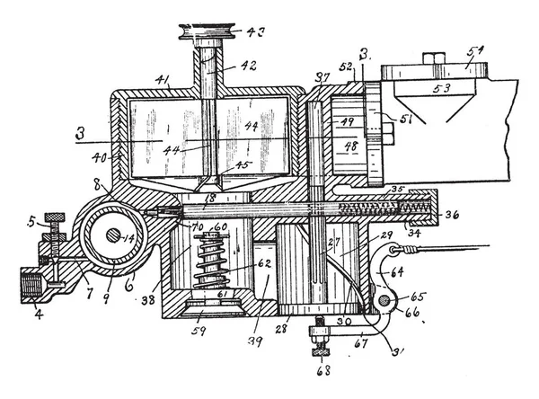 Karbüratör Hava Içten Yanmalı Motor Vintage Çizgi Çizme Veya Oyma — Stok Vektör