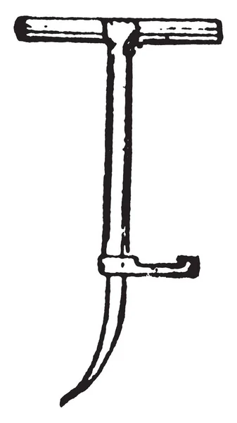 Иллюстрация Представляет Push Pick Рукояткой Костыля Рисунок Винтажной Линии Гравировка — стоковый вектор