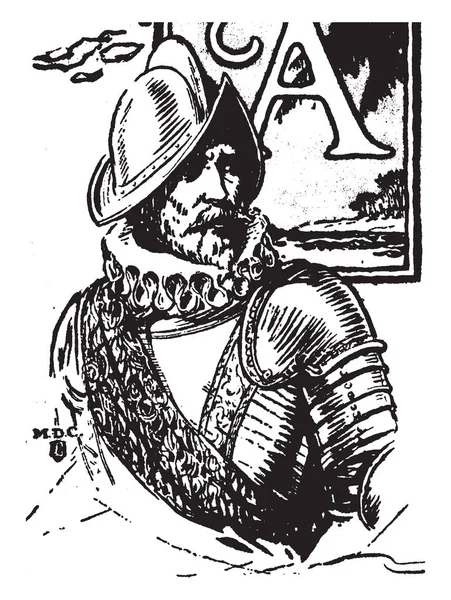 Francis Drake 1540 1596 Fue Capitán Mar Inglés Corsario Navegante — Archivo Imágenes Vectoriales