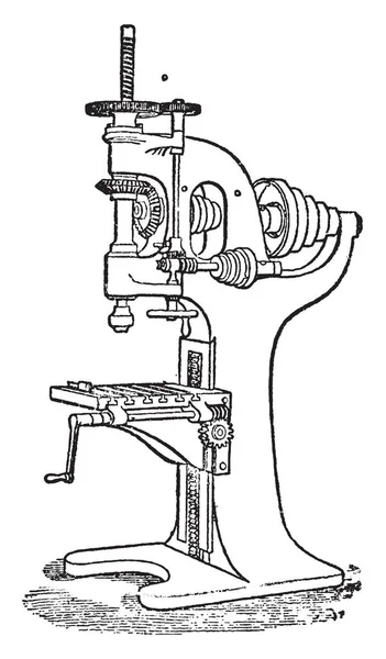 Esta Ilustração Representa Função Máquina Perfuração Desenho Linha Vintage Gravura —  Vetores de Stock