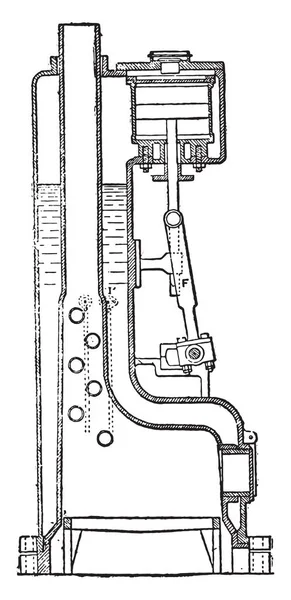 Motore Davey Sezione Verticale Attraverso Cilindro Della Caldaia Illustrazione Incisa — Vettoriale Stock