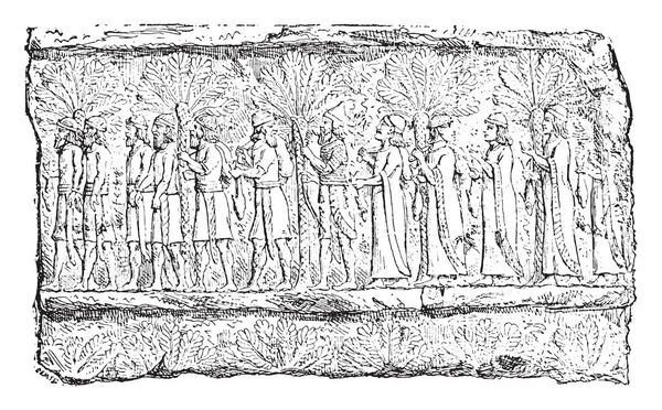 Sardanapalus 卢浮宫 老式雕刻图案 — 图库矢量图片