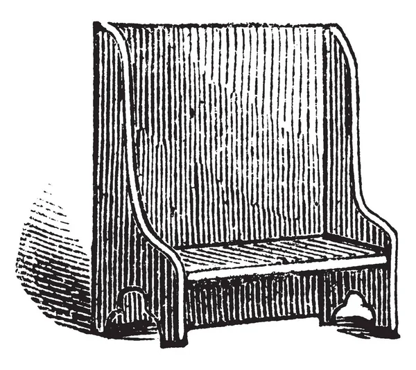 ベンチ背もたれ付き により 人が座る ビンテージの線描画や彫刻イラスト — ストックベクタ