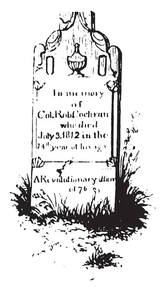 罗伯特 科克伦上校的坟墓 他在爱德华堡指挥一支民兵分遣队 老式的线条画或雕刻插图 — 图库矢量图片