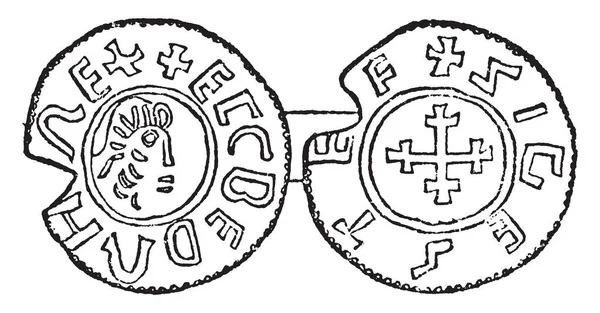 Винтажная Стилизованная Иллюстрация Двух Сторон Монеты — стоковый вектор