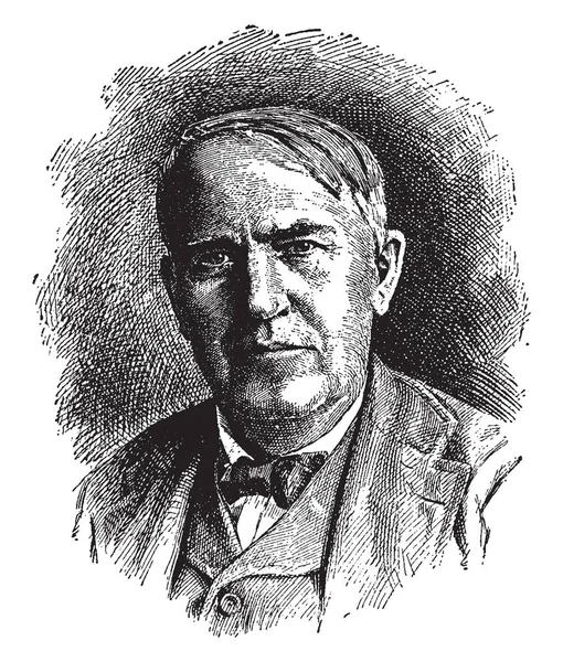 Thomas A. Edison, ABD'li mucit, işadamı ve seri üretim, vintage çizgi çizme veya oyma illüstrasyon prensipleri uygulamak için ilk mucitler o 1847-1931, oldu