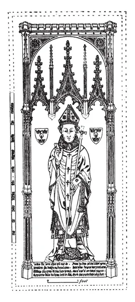 Brass Monument Thomas Cranley Archbishop Dublin Statue Vintage Line Drawing — Stock Vector