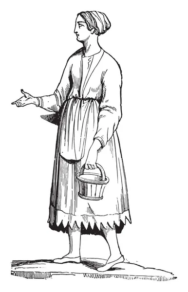 Galya Kadın Vintage Illüstrasyon Kazınmış Endüstriyel Ansiklopedi Lami 1875 — Stok Vektör