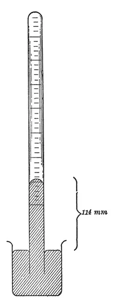 Ilustración Tubo Invertido Sobre Mercurio Con Mercurio Elevándose Dentro Del — Vector de stock