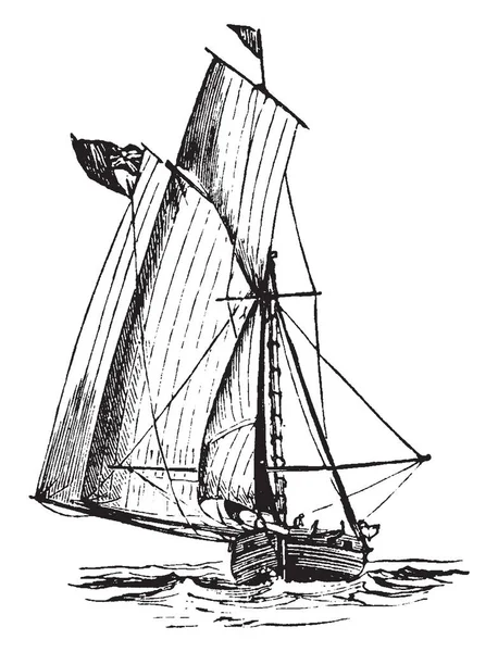 Oostelijke Zeilboot Een Kleine Vierhoekige Zeil Instellen Een Kleine Mast — Stockvector