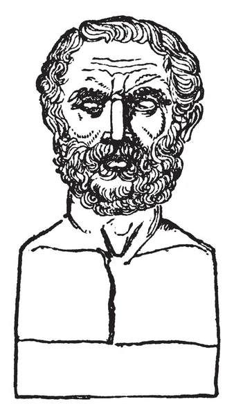 Busto Tucídides Fue Historiador Ateniense General Dibujo Líneas Vintage Ilustración — Archivo Imágenes Vectoriales