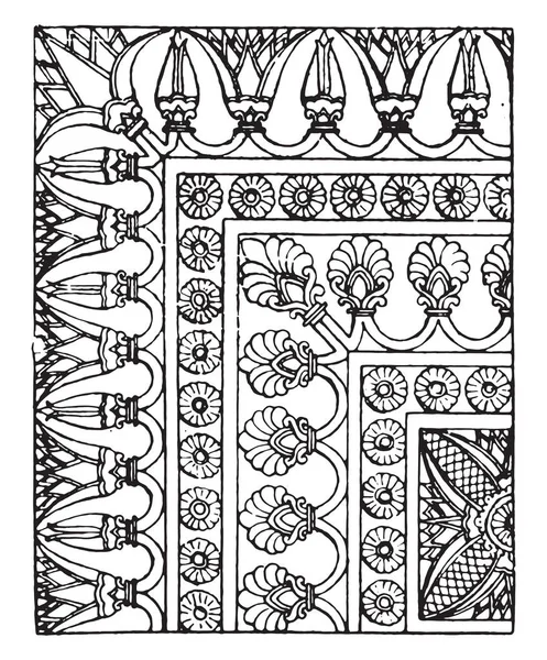 Прокладка Ассирийского Винтажная Гравированная Иллюстрация — стоковый вектор
