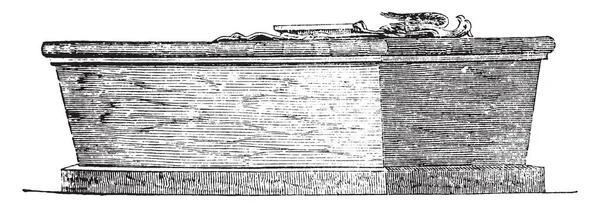 Sarcófago Washington Receptáculo Fúnebre Tipo Caja Para Cadáver Dibujo Línea — Vector de stock