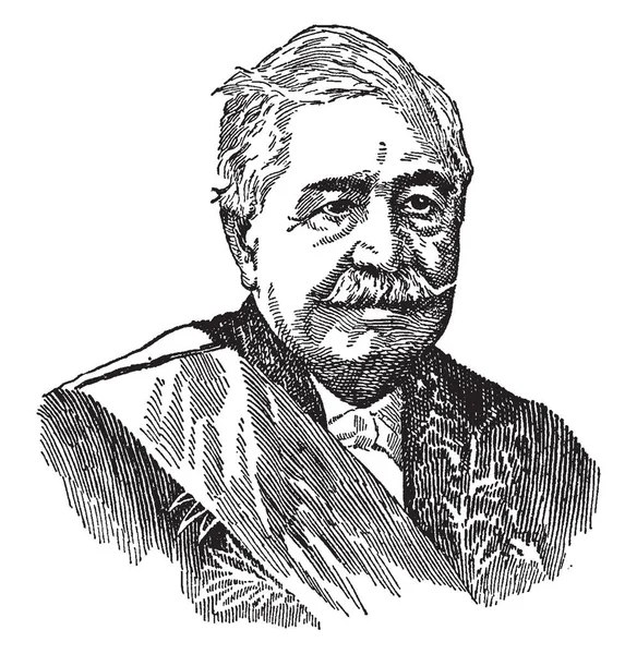 伯爵斐雷赛布 1805 1894 他是一个法国外交官和后来的苏伊士运河的开发商 复古线条画或雕刻插图 — 图库矢量图片