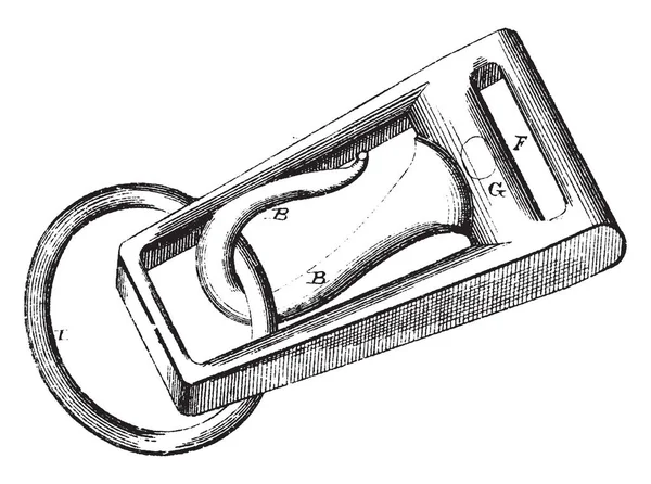 本插图表示用于抓取 复古线条绘制或雕刻插图的安全用途起重挂钩 — 图库矢量图片