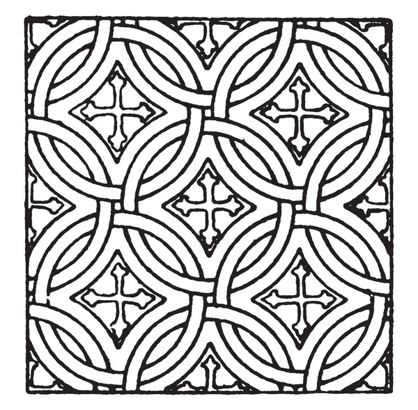 Mosaic Square Pattern Est Incrusté Morceaux Pierre Bois Paille Pour — Image vectorielle