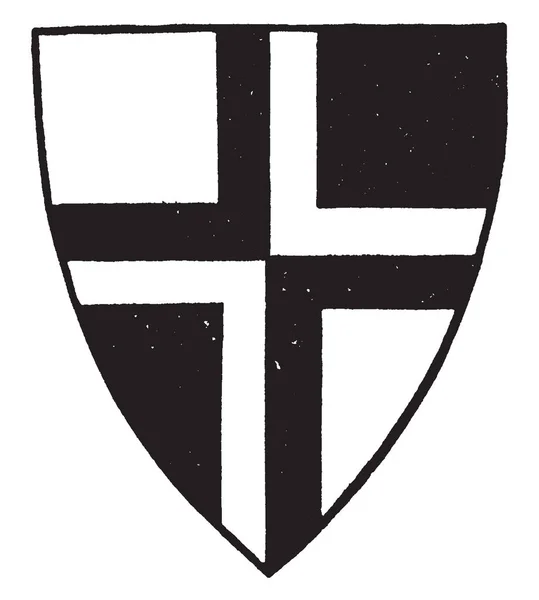 Cross Quarterly Крест Вырезанный Линией Перегородки Винтажным Рисунком Линии Эскизной — стоковый вектор