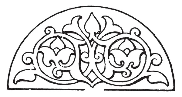 Arabian Lunette Panel Diseño Semicírculo Dibujo Línea Vintage Ilustración Grabado — Vector de stock