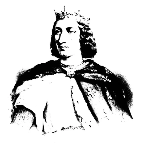 Louis 1215 1270 Był Król Francuski Vintage Rysowania Linii Lub — Wektor stockowy