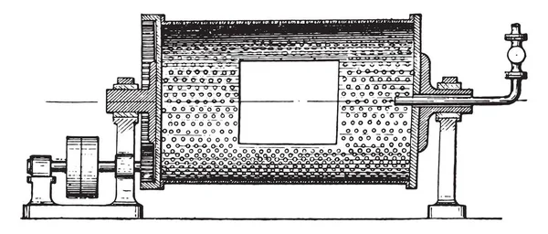 Lavadora Barril Ilustração Gravada Vintage Enciclopédia Industrial Lami 1875 — Vetor de Stock