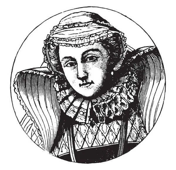 メアリー ステュアート 1542 1587 彼女は 1567 1542 からスコットランドの女王 ビンテージの線描画や彫刻イラスト — ストックベクタ