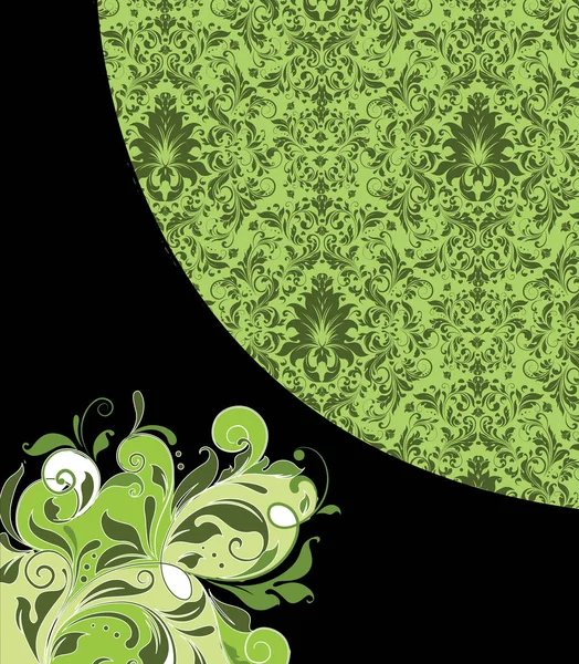 Винтажный Пригласительный Билет Элегантным Ретро Цветочным Дизайном Зелеными Цветами Листьями — стоковый вектор