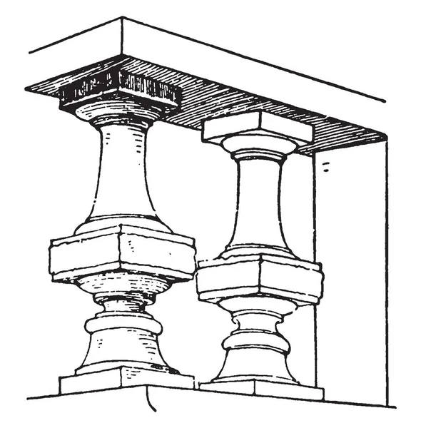 Balaústre Francês Moderno Cilíndrico Móveis Francês Quadrado Forma Barracas Suportes —  Vetores de Stock